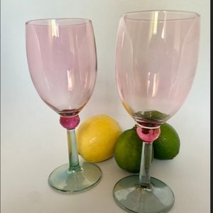 Vintage Iridescent Wine Glass Set